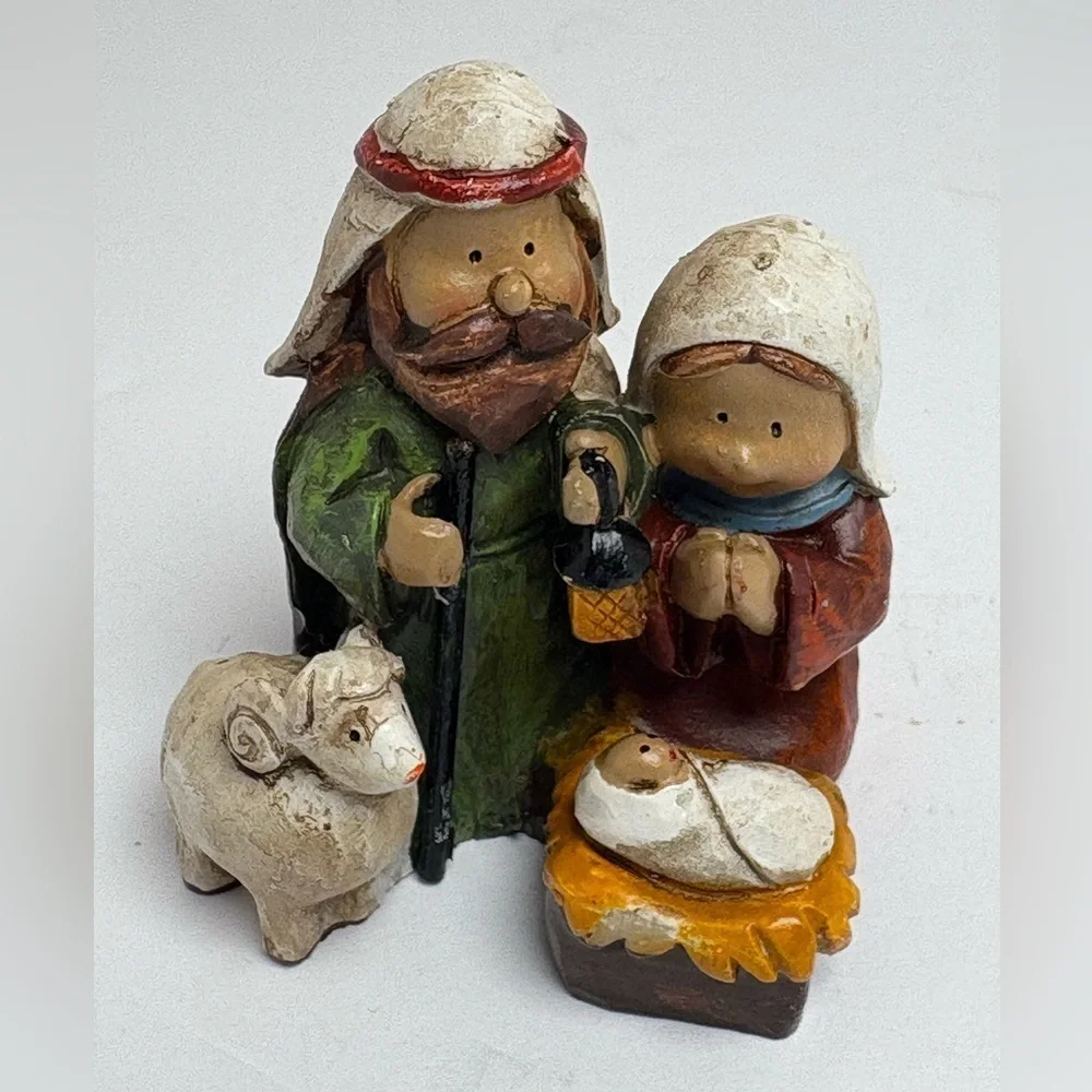 Miniature Resin Nativity Scene Figurine Set